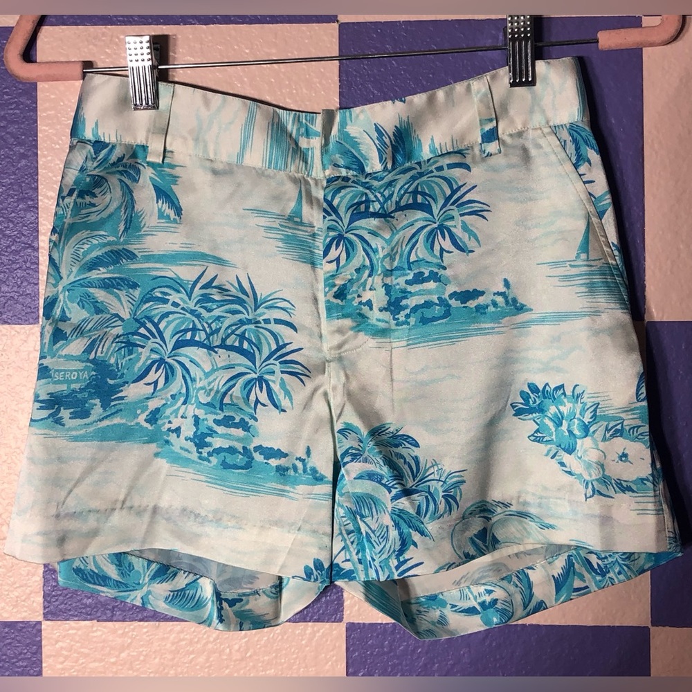 NWT Ser.o.ya Jesse Silk Shorts in Seroya Island Blue - Size 25